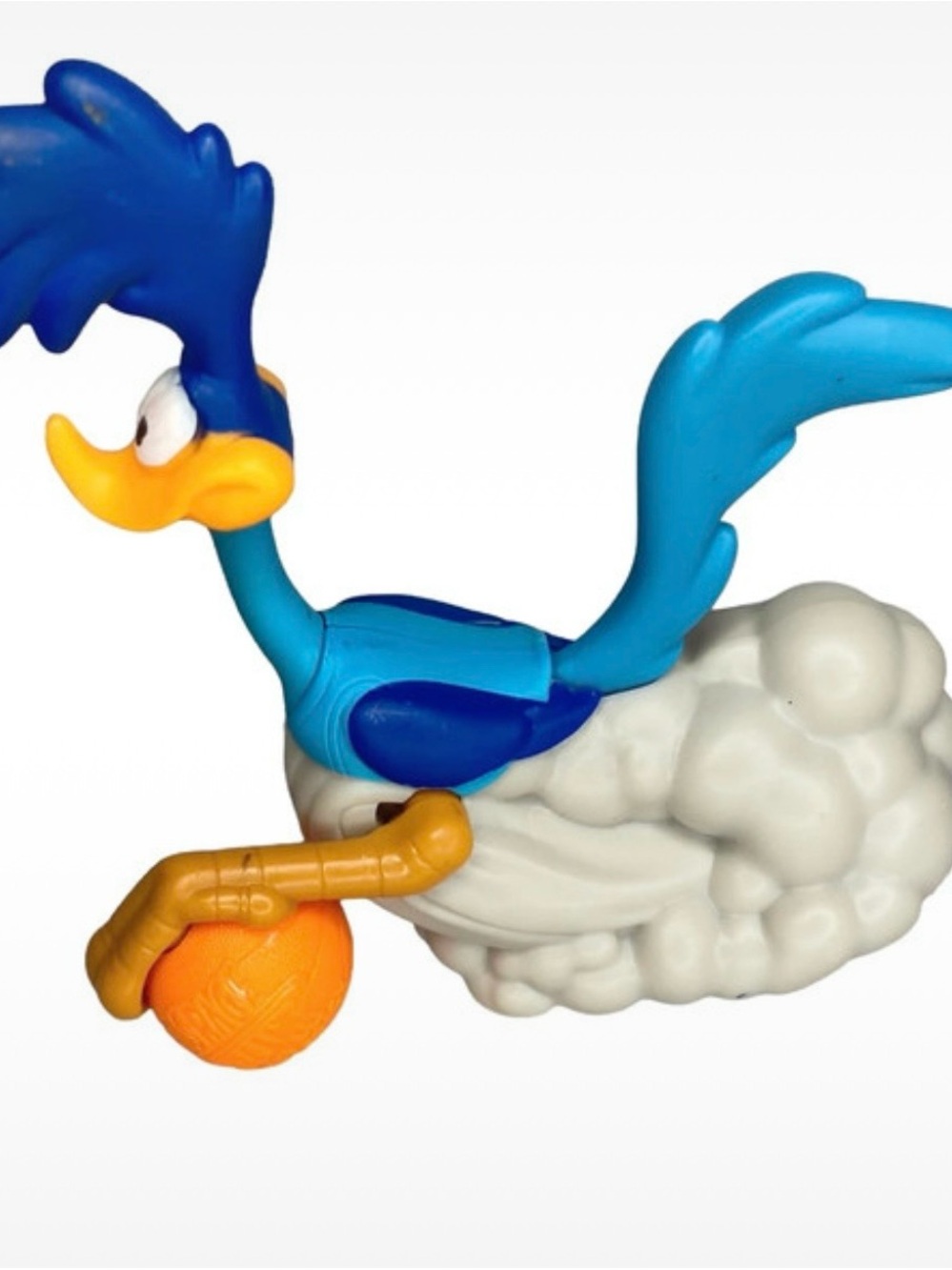 McDonald's Blue and Yellow Road Runner Figure with Orange Ball